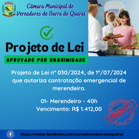 PROJETO DE LEI N° 030/2024 APROVADO POR UNANIMIDADE