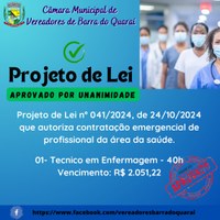 PROJETO DE LEI N° 041/2024 - APROVADO POR UNANIMIDADE